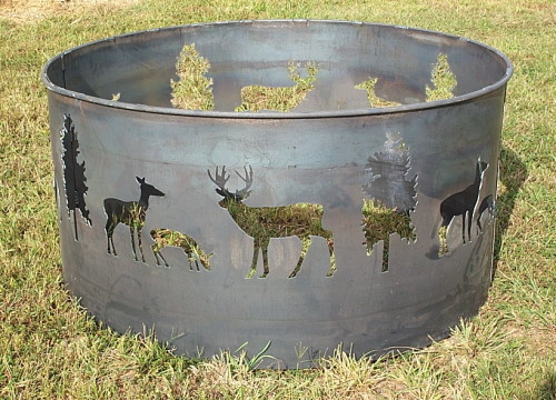 Tree Fire Ring Decorative Outdoor, Deer Fire Pit Ring